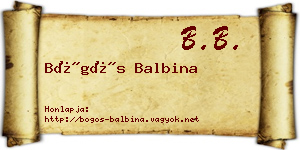 Bögös Balbina névjegykártya